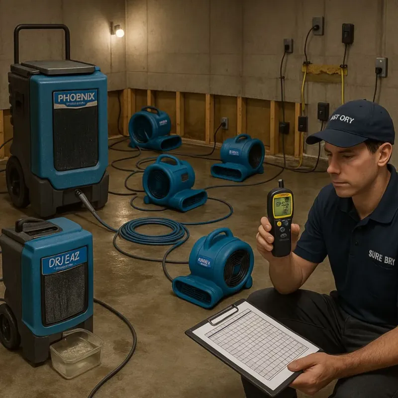 Structural Drying and Dehumidification process in Mauriceville, TX